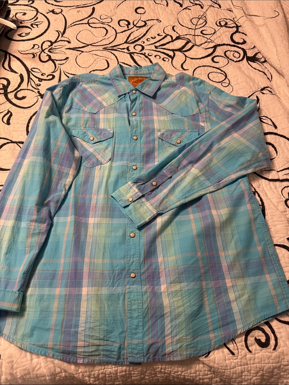 Red Camel Light Blue Plaid Casual Button-Down Shirt
